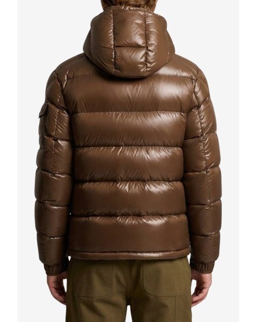 Moncler Brown Maya Lacquered Down Jacket for men