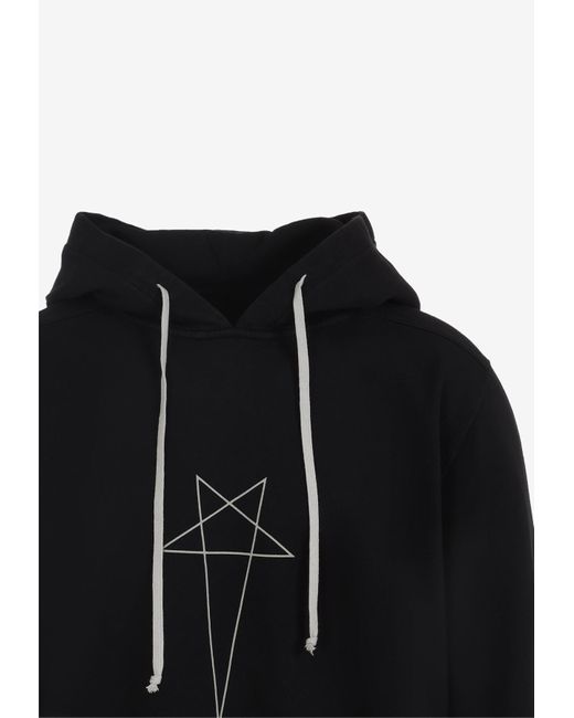 Rick Owens Black Oversized Hooded Sweatshirt for men