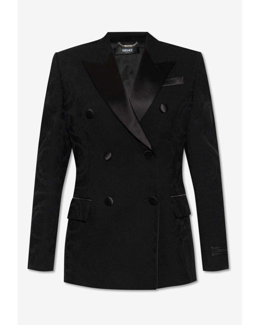 Versace Black Barocco Jacquard Wool Blazer