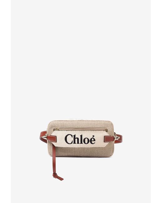 Chloé White Logo Woody Belt Bag