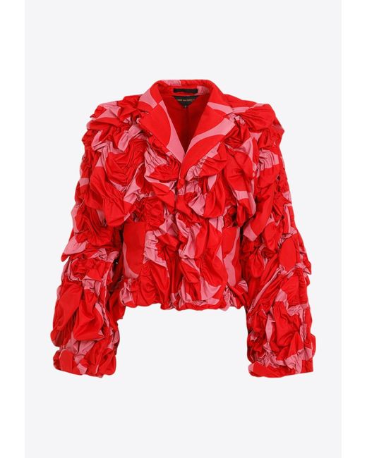 Comme des Garçons Red 3D Floral Single-Breasted Blazer