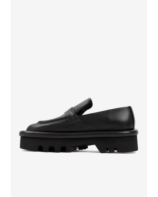 ローファー・オックスフォード J W ANDERSON Bumper Chunky Flats in Black Leather JW Anderson Bumper Loafer Black Leather Women's Shoes Size