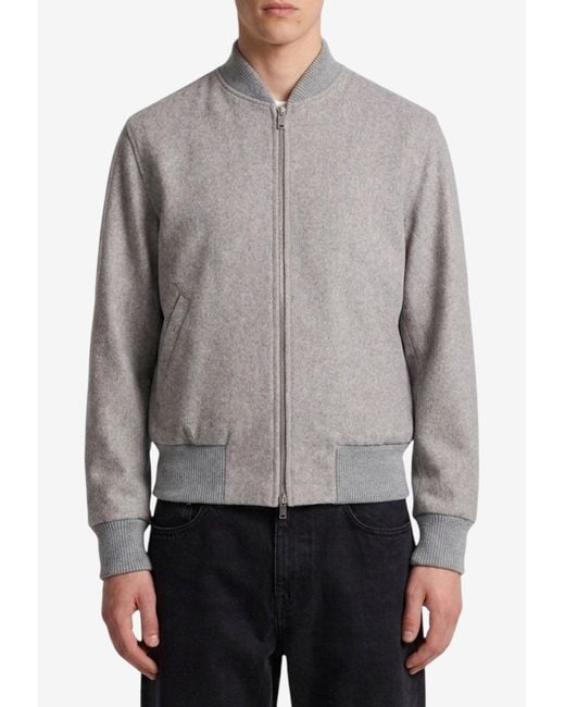 Lardini Gray Wool Bomber Jacket for men
