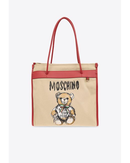Moschino Pink Teddy Bear Logo Tote Bag