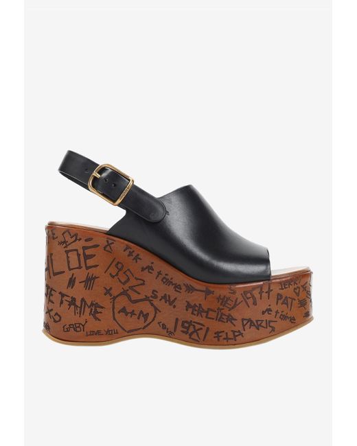 Chloé Brown Maxime 80 Wedge Sandals