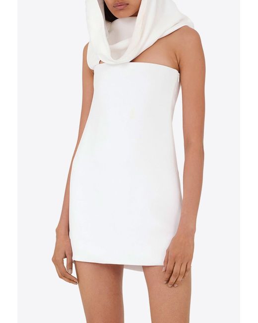 Ferragamo White Hooded Mini Dress