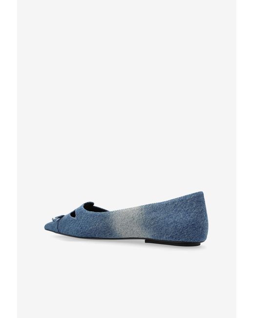 Marc Jacobs Blue Kat Denim Pointed-Toe Flats
