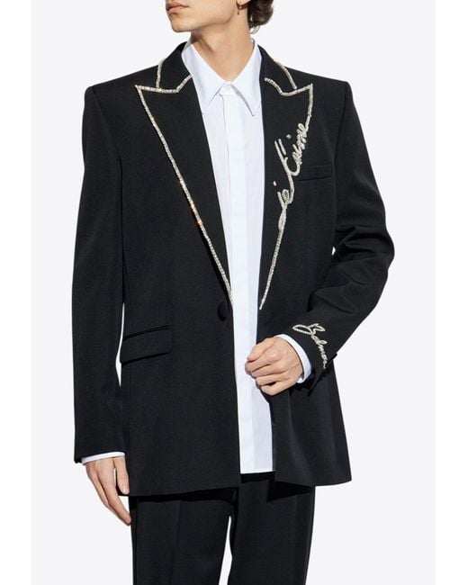 Balmain Black Love Letter Wool Blazer for men