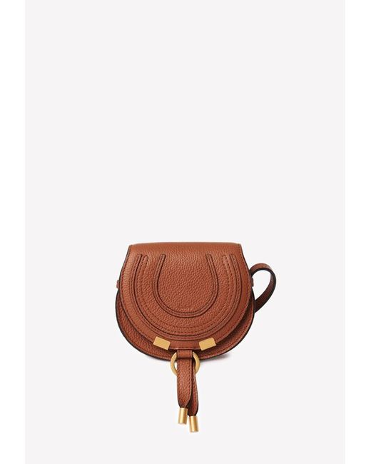 Chloé Nano Marcie Saddle Bag In Grained Leather in Tan (Natural) Lyst