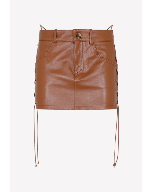 Petar Petrov Brown Low-waist Mini Leather Skirt