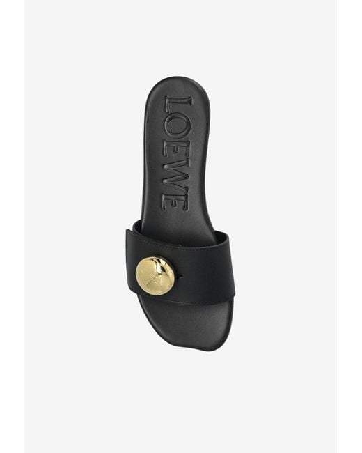 Loewe White Pebble Flat Mules