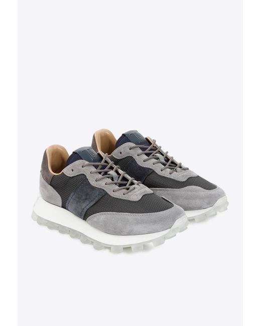 Tod's Gray 1T Low-Top Paneled Sneakers for men