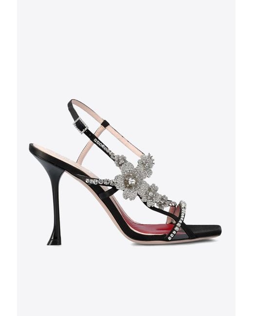 Roger Vivier White 100 Bouquet Flower Satin Sandals
