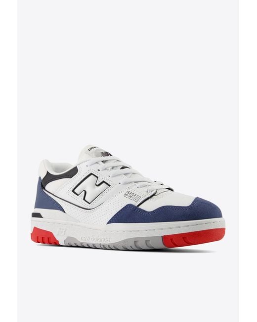 New Balance 550 Low-top Sneakers In White With Vintage Indigo And True Red  | Lyst Canada