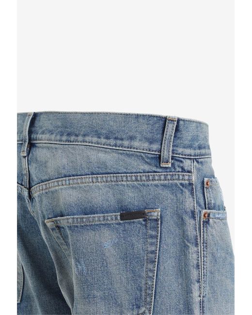 Saint Laurent Blue Straight-Leg Jeans for men