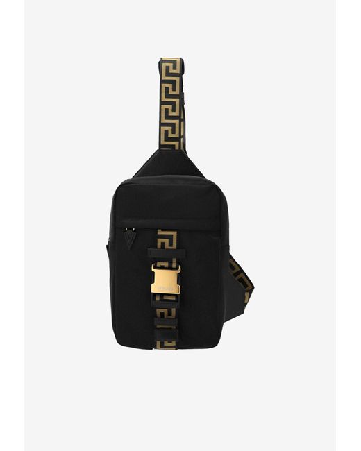 Versace Synthetic Greca Single Strap Backpack in Black for Men Lyst