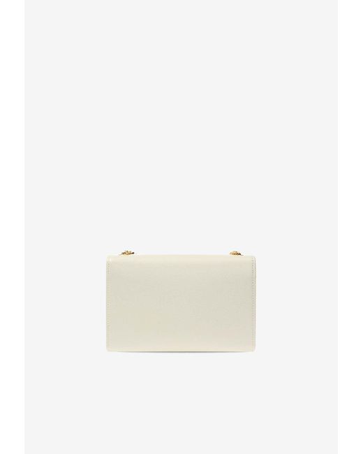 Saint Laurent Small Kate Shoulder Bag In Grained Leather in White Lyst