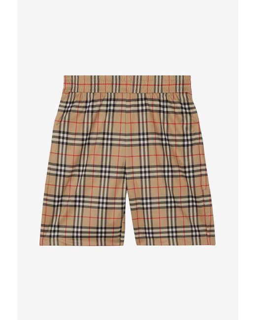 Burberry White Vintage Check-Printed Shorts for men