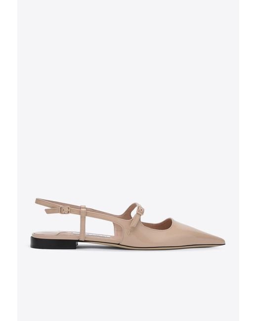 Jimmy Choo White Didi Patent Leather Slingback Flats