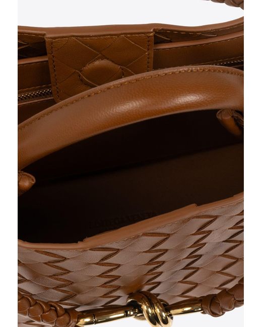 Bottega Veneta Brown Small Andiamo Intrecciato Leather Top Handle Bag
