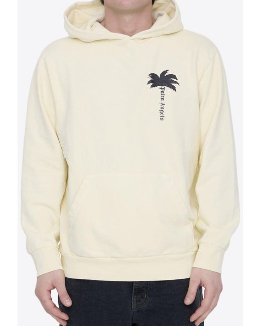 Palm Angels Natural Logo-Printed Hooded Sweatshirt for men