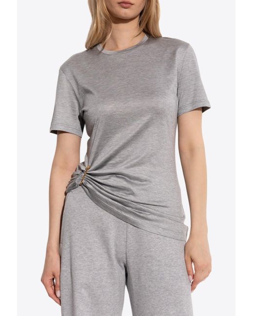 Versace Gray Safety Pin Draped Crewneck T-Shirt