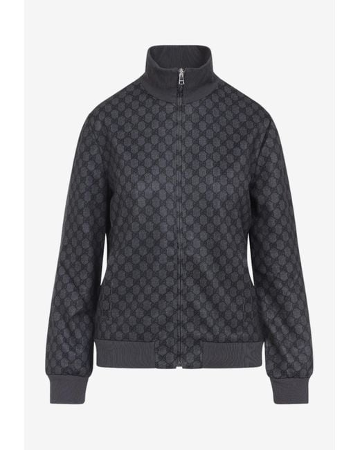 Gucci Gray All-Over Logo Zip-Up Sweatshirt