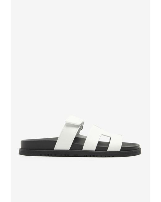 Hermès White Chypre Sandals