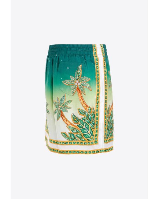 Casablancabrand Green Joyaux D'Afrique Silk Shorts for men