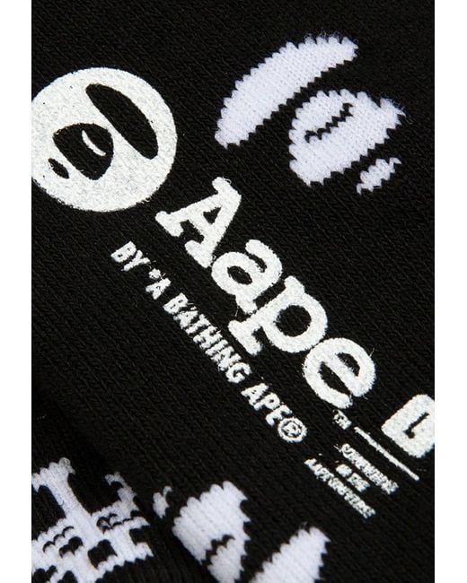 Aape Black Logo-Embroidered Socks for men