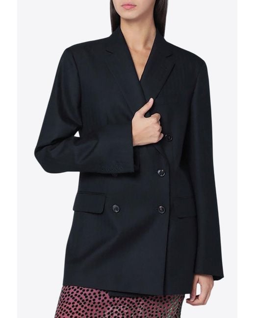Dries Van Noten Black Double-Breasted Wool Blazer