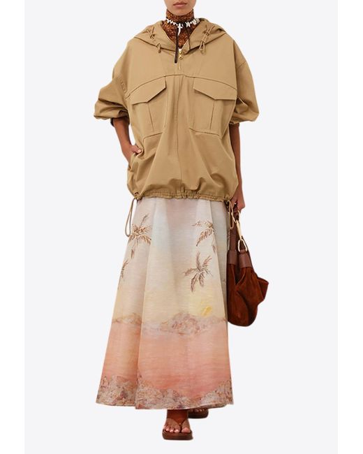 Zimmermann Natural Illuminate Printed Maxi Skirt