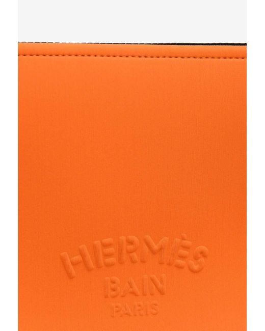 Hermès Orange Large Neobain Logo Pouch