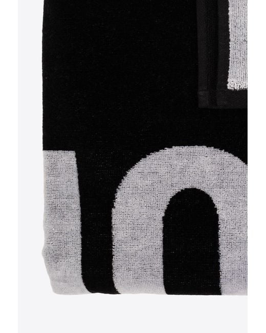 Moschino Black Logo Jacquard Beach Towel for men