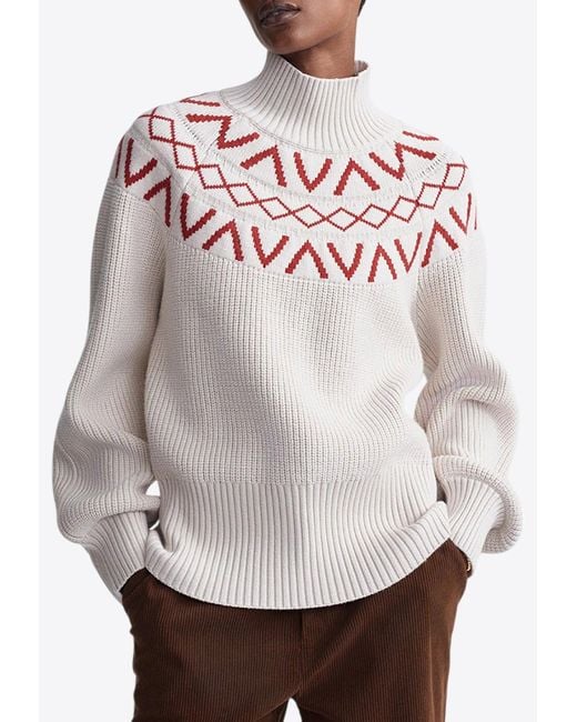 Varley Gray Marcie Fair Isle Yoke Knitted Sweater