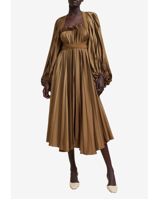 Acler Brown Moston Long-sleeved Midi Dress