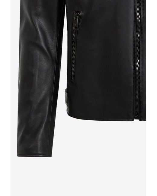 Ralph Lauren Black Randall Leather Biker Jacket for men