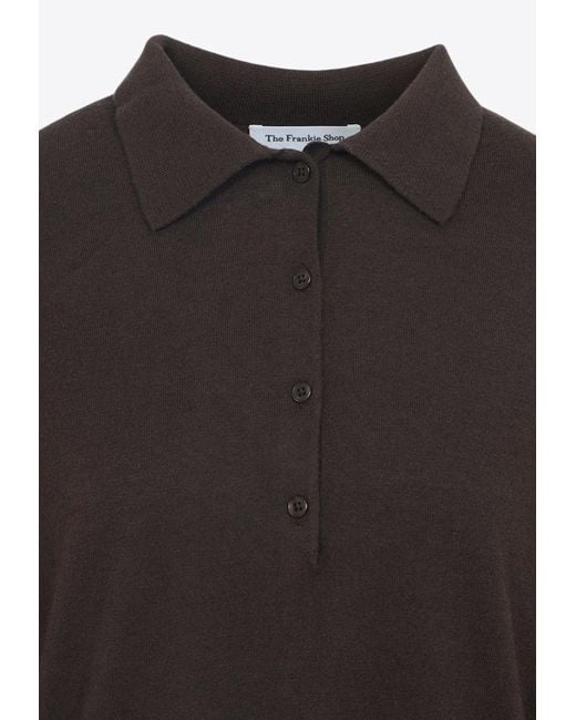 Frankie Shop Black Croydon Padded Knit Polo Sweater
