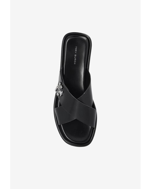 Tory Burch White Turnlock Leather Flat Sandals