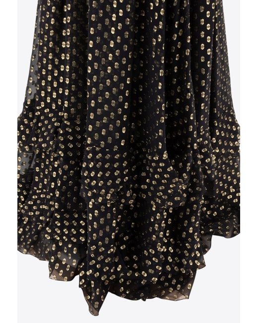 Chloé Black Sleeve Square Neckline Ruffle Sheer Overlay