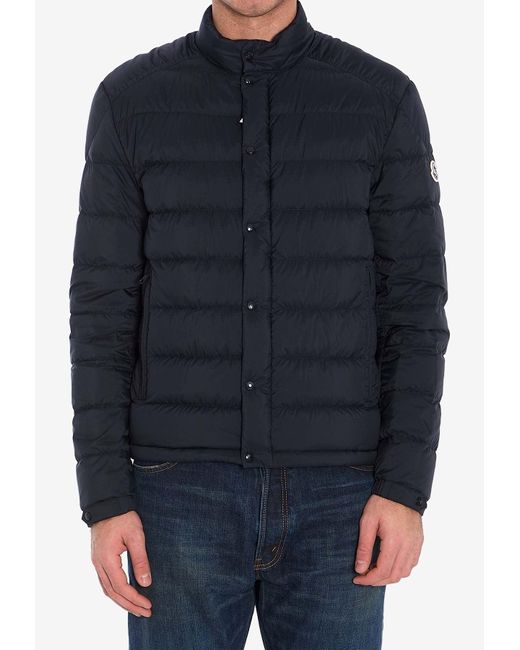 Moncler Blue Selves Zip-Up Short Down Jacket for men