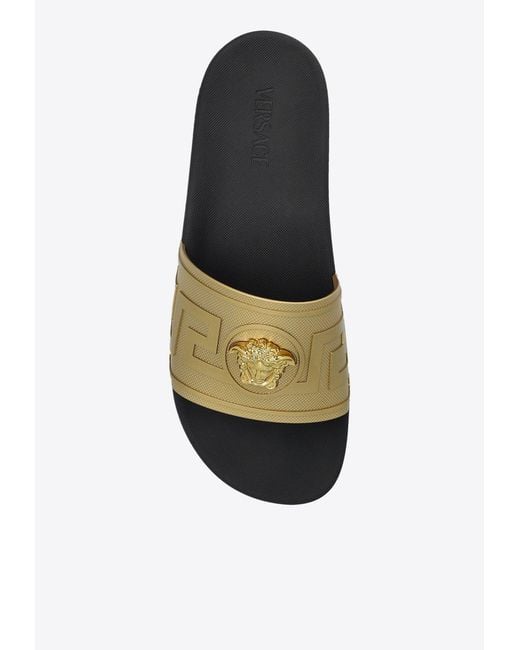 Versace White La Medusa Pool Sliders for men