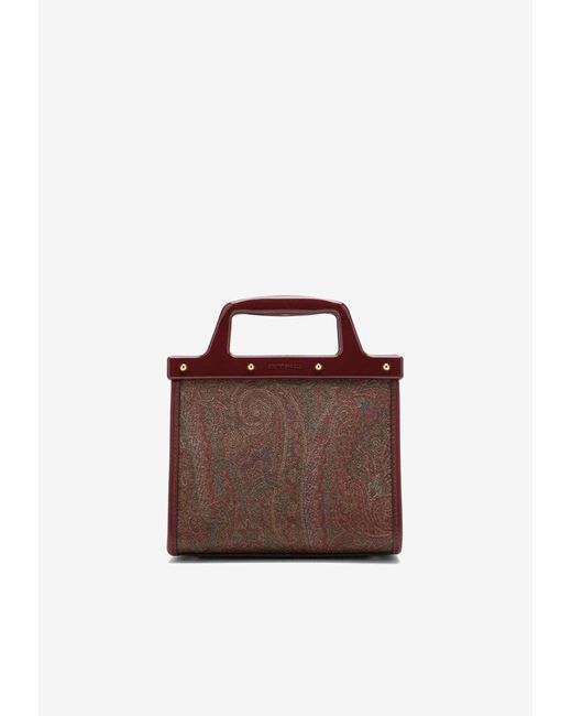 Etro Brown Small Love Trotter Paisley Jacquard Tote Bag