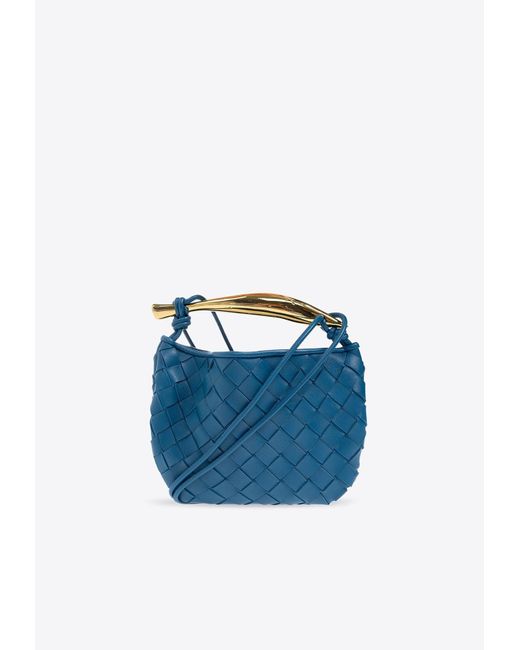 Bottega Veneta Blue Mini Sardine Intrecciato Leather Shoulder Bag
