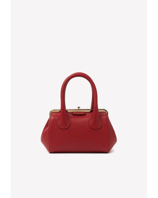 Chloé Red Small Joyce Frame Bag In Calf Leather