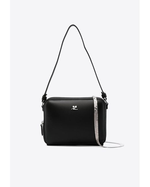Courreges Black Cloud Calf Leather Shoulder Bag