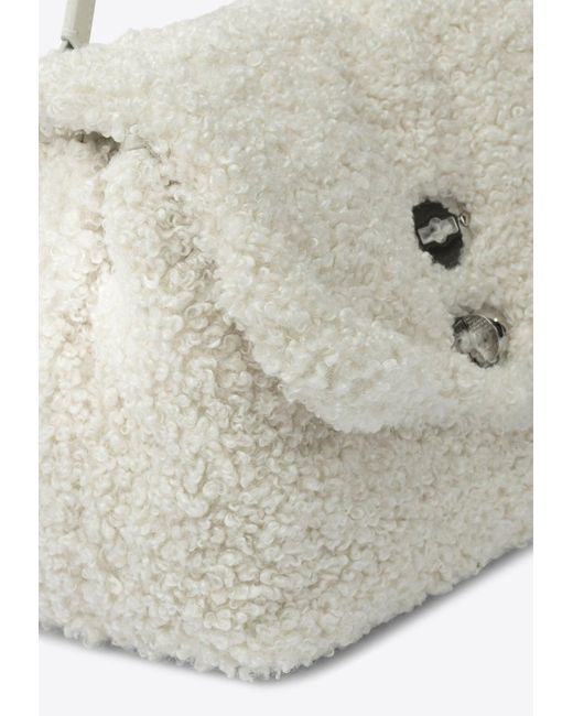 Zanellato White Baby Postina Shearling Top Handle Bag