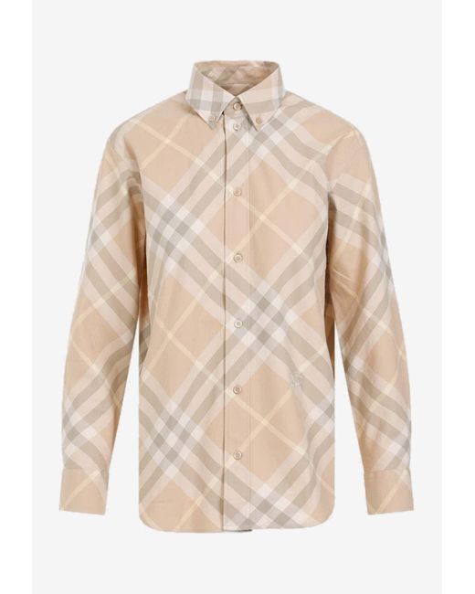 Burberry Natural Button-Down Checked Shirt