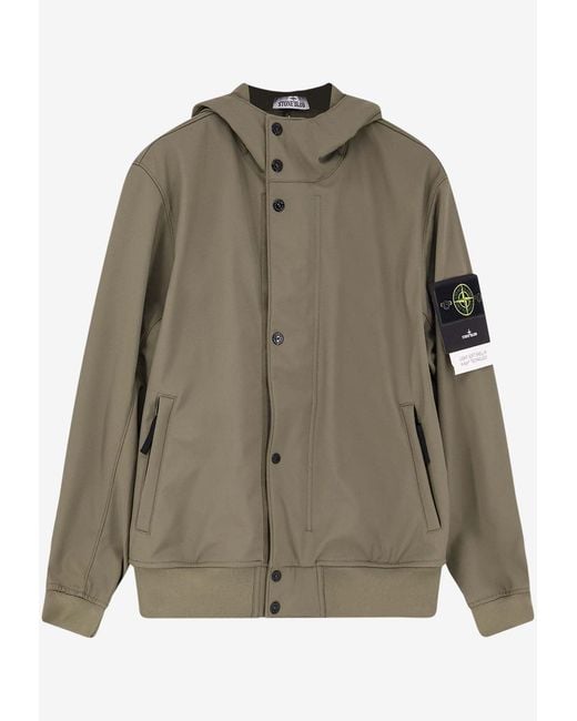 Stone Island Green Compass Patch Windbreaker Jacket for men
