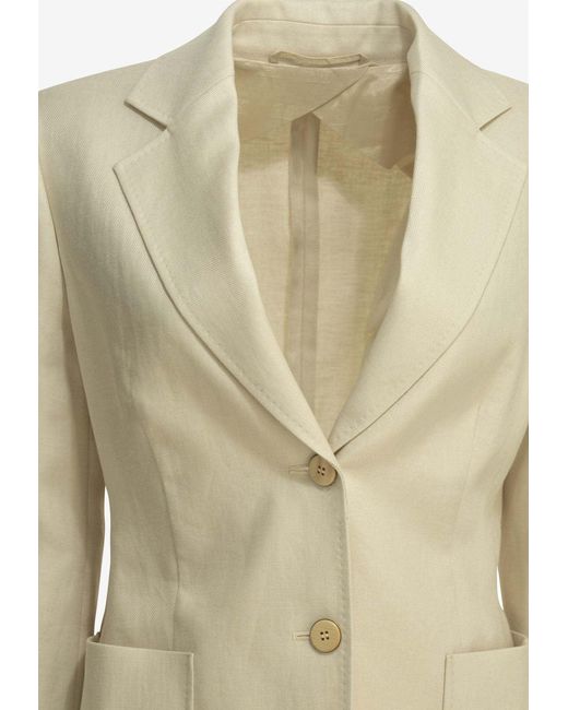 Max Mara Natural Single-Breasted Buttoned Blazer